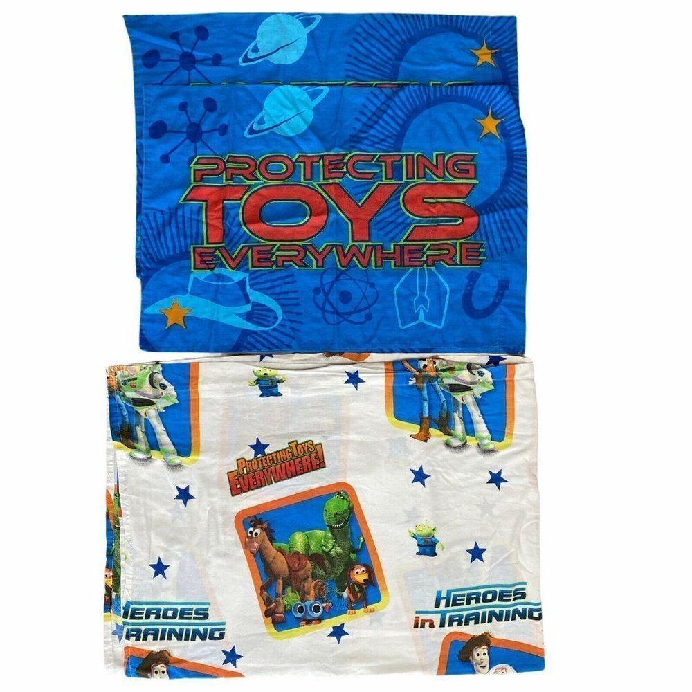 Disney TOY STORY Protecting Toys Everywhere! Twin Flat Sheet w 2 Pillowcases